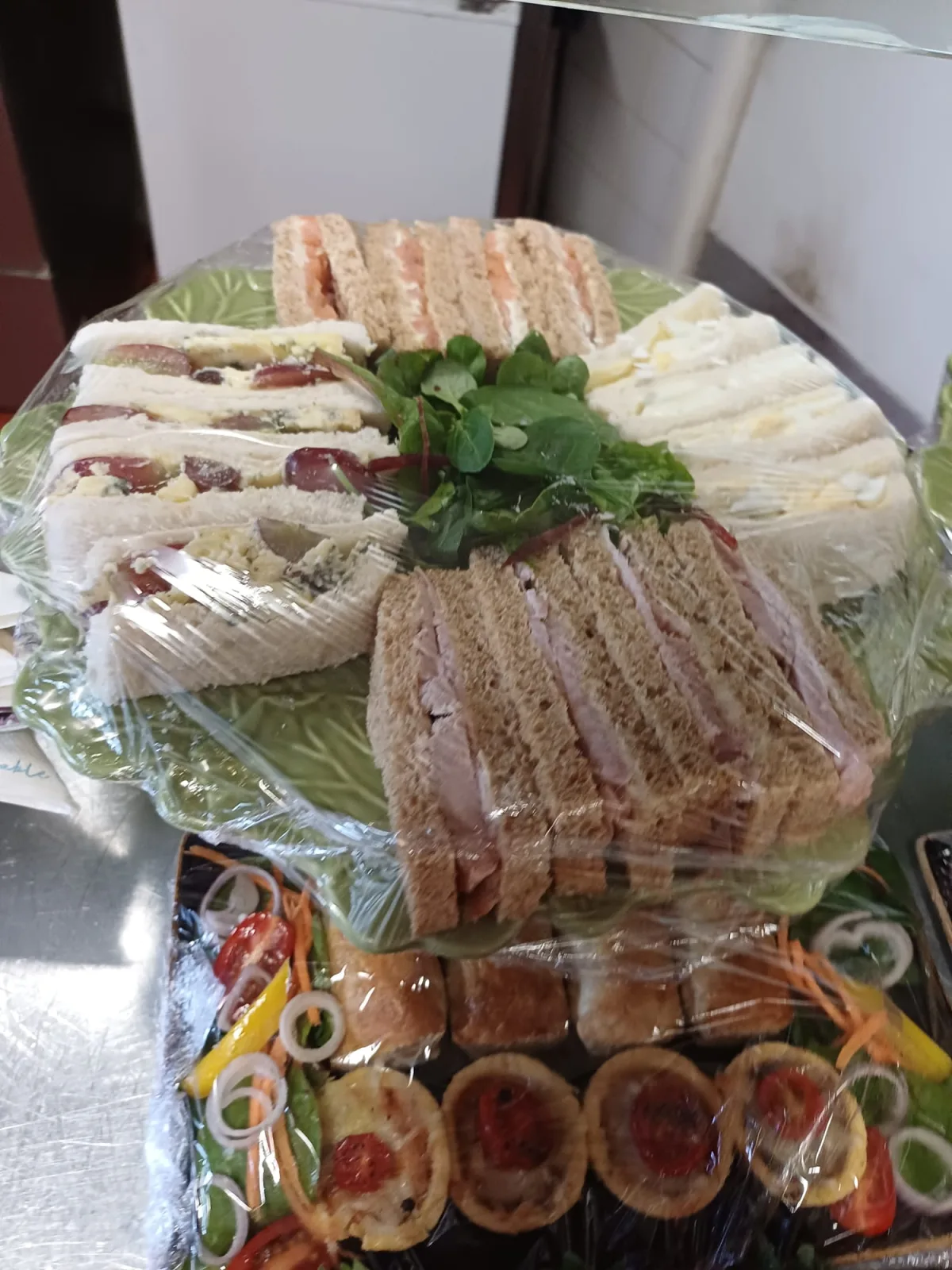 Finger sandwiches, cut for afternoon tea